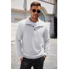 imageCOOFANDY Mens Quarter Pullover Quilted Sweatshirt Casual Knit Long Sleeve Mock Neck Sweater Waffle Collared PulloverWhite