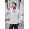 imageCOOFANDY Mens Quarter Pullover Quilted Sweatshirt Casual Knit Long Sleeve Mock Neck Sweater Waffle Collared PulloverWhite