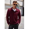 imageCOOFANDY Mens Quarter Pullover Quilted Sweatshirt Casual Knit Long Sleeve Mock Neck Sweater Waffle Collared PulloverWine Red