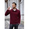 imageCOOFANDY Mens Quarter Pullover Quilted Sweatshirt Casual Knit Long Sleeve Mock Neck Sweater Waffle Collared PulloverWine Red