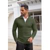 imageCOOFANDY Mens Quarter Zip Sweaters Slim Fit Lightweight Cotton Knitted Casual Mock Neck Pullover SweatersArmy Green