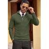 imageCOOFANDY Mens Quarter Zip Sweaters Slim Fit Lightweight Cotton Knitted Casual Mock Neck Pullover SweatersArmy Green