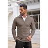 imageCOOFANDY Mens Quarter Zip Sweaters Slim Fit Lightweight Cotton Knitted Casual Mock Neck Pullover SweatersCamel