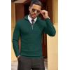 imageCOOFANDY Mens Quarter Zip Sweaters Slim Fit Lightweight Cotton Knitted Casual Mock Neck Pullover SweatersDark Green