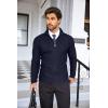 imageCOOFANDY Mens Quarter Zip Sweaters Slim Fit Lightweight Cotton Knitted Casual Mock Neck Pullover SweatersNavy Blue 