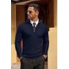 imageCOOFANDY Mens Quarter Zip Sweaters Slim Fit Lightweight Cotton Knitted Casual Mock Neck Pullover SweatersNavy Blue 