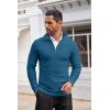 imageCOOFANDY Mens Quarter Zip Sweaters Slim Fit Lightweight Cotton Knitted Casual Mock Neck Pullover SweatersPeacock Blue