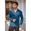 imageCOOFANDY Mens Quarter Zip Sweaters Slim Fit Lightweight Cotton Knitted Casual Mock Neck Pullover SweatersPeacock Blue