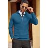 imageCOOFANDY Mens Quarter Zip Sweaters Slim Fit Lightweight Cotton Knitted Casual Mock Neck Pullover SweatersPeacock Blue