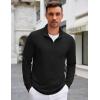 imageCOOFANDY Mens Quarter Zip Up Pullover Lightweight Mock Neck Sweatshirt Casual Long Sleeve Polo Shirt01black