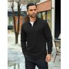 imageCOOFANDY Mens Quarter Zip Up Pullover Lightweight Mock Neck Sweatshirt Casual Long Sleeve Polo Shirt01black