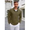 imageCOOFANDY Mens Quarter Zip Up Pullover Lightweight Mock Neck Sweatshirt Casual Long Sleeve Polo ShirtArmy Green