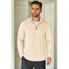 imageCOOFANDY Mens Quarter Zip Up Pullover Lightweight Mock Neck Sweatshirt Casual Long Sleeve Polo ShirtBeige