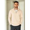 imageCOOFANDY Mens Quarter Zip Up Pullover Lightweight Mock Neck Sweatshirt Casual Long Sleeve Polo ShirtBeige