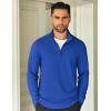 imageCOOFANDY Mens Quarter Zip Up Pullover Lightweight Mock Neck Sweatshirt Casual Long Sleeve Polo ShirtBlue