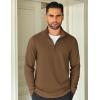 imageCOOFANDY Mens Quarter Zip Up Pullover Lightweight Mock Neck Sweatshirt Casual Long Sleeve Polo ShirtBrown