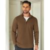 imageCOOFANDY Mens Quarter Zip Up Pullover Lightweight Mock Neck Sweatshirt Casual Long Sleeve Polo ShirtBrown