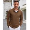 imageCOOFANDY Mens Quarter Zip Up Pullover Lightweight Mock Neck Sweatshirt Casual Long Sleeve Polo ShirtBrown