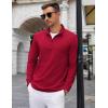 imageCOOFANDY Mens Quarter Zip Up Pullover Lightweight Mock Neck Sweatshirt Casual Long Sleeve Polo ShirtDark Red