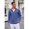 imageCOOFANDY Mens Quarter Zip Up Pullover Lightweight Mock Neck Sweatshirt Casual Long Sleeve Polo ShirtDenim Blue