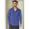 imageCOOFANDY Mens Quarter Zip Up Pullover Lightweight Mock Neck Sweatshirt Casual Long Sleeve Polo ShirtDenim Blue
