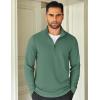imageCOOFANDY Mens Quarter Zip Up Pullover Lightweight Mock Neck Sweatshirt Casual Long Sleeve Polo ShirtGreen