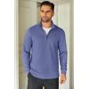 imageCOOFANDY Mens Quarter Zip Up Pullover Lightweight Mock Neck Sweatshirt Casual Long Sleeve Polo ShirtGrey Blue