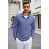 imageCOOFANDY Mens Quarter Zip Up Pullover Lightweight Mock Neck Sweatshirt Casual Long Sleeve Polo ShirtGrey Blue