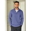 imageCOOFANDY Mens Quarter Zip Up Pullover Lightweight Mock Neck Sweatshirt Casual Long Sleeve Polo ShirtGrey Blue