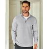 imageCOOFANDY Mens Quarter Zip Up Pullover Lightweight Mock Neck Sweatshirt Casual Long Sleeve Polo ShirtLight Grey