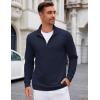 imageCOOFANDY Mens Quarter Zip Up Pullover Lightweight Mock Neck Sweatshirt Casual Long Sleeve Polo ShirtNavy Blue