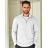 imageCOOFANDY Mens Quarter Zip Up Pullover Lightweight Mock Neck Sweatshirt Casual Long Sleeve Polo ShirtWhite