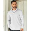 imageCOOFANDY Mens Quarter Zip Up Pullover Lightweight Mock Neck Sweatshirt Casual Long Sleeve Polo ShirtWhite