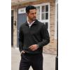imageCOOFANDY Mens Quarter Zip Up Sweaters Slim Fit Casual Long Sleeve Knitted Mock Neck Pullover SweatersBlack