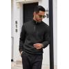 imageCOOFANDY Mens Quarter Zip Up Sweaters Slim Fit Casual Long Sleeve Knitted Mock Neck Pullover SweatersBlack