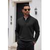 imageCOOFANDY Mens Quarter Zip Up Sweaters Slim Fit Casual Long Sleeve Knitted Mock Neck Pullover SweatersBlack