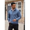 imageCOOFANDY Mens Quarter Zip Up Sweaters Slim Fit Casual Long Sleeve Knitted Mock Neck Pullover SweatersBlue