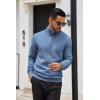 imageCOOFANDY Mens Quarter Zip Up Sweaters Slim Fit Casual Long Sleeve Knitted Mock Neck Pullover SweatersBlue