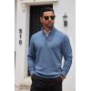 imageCOOFANDY Mens Quarter Zip Up Sweaters Slim Fit Casual Long Sleeve Knitted Mock Neck Pullover SweatersBlue