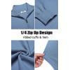 imageCOOFANDY Mens Quarter Zip Up Sweaters Slim Fit Casual Long Sleeve Knitted Mock Neck Pullover SweatersBlue