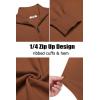 imageCOOFANDY Mens Quarter Zip Up Sweaters Slim Fit Casual Long Sleeve Knitted Mock Neck Pullover SweatersBrown