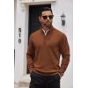 imageCOOFANDY Mens Quarter Zip Up Sweaters Slim Fit Casual Long Sleeve Knitted Mock Neck Pullover SweatersBrown