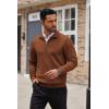 imageCOOFANDY Mens Quarter Zip Up Sweaters Slim Fit Casual Long Sleeve Knitted Mock Neck Pullover SweatersBrown