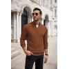 imageCOOFANDY Mens Quarter Zip Up Sweaters Slim Fit Casual Long Sleeve Knitted Mock Neck Pullover SweatersBrown