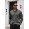 imageCOOFANDY Mens Quarter Zip Up Sweaters Slim Fit Casual Long Sleeve Knitted Mock Neck Pullover SweatersDark Grey
