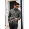 imageCOOFANDY Mens Quarter Zip Up Sweaters Slim Fit Casual Long Sleeve Knitted Mock Neck Pullover SweatersDark Grey