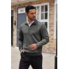 imageCOOFANDY Mens Quarter Zip Up Sweaters Slim Fit Casual Long Sleeve Knitted Mock Neck Pullover SweatersDark Grey