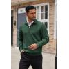 imageCOOFANDY Mens Quarter Zip Up Sweaters Slim Fit Casual Long Sleeve Knitted Mock Neck Pullover SweatersGreen