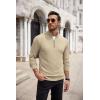 imageCOOFANDY Mens Quarter Zip Up Sweaters Slim Fit Casual Long Sleeve Knitted Mock Neck Pullover SweatersKhaki