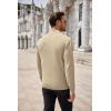 imageCOOFANDY Mens Quarter Zip Up Sweaters Slim Fit Casual Long Sleeve Knitted Mock Neck Pullover SweatersKhaki